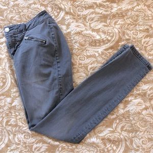 CAbi gray jeans, Slim fit size 4 with zippered “mockets”